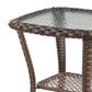 Hearth and Haven 23" Outdoor Wicker Side Table with Glass Top in Brown, , large