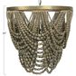 Creative Coop Laurel 2-Tier Draped Wood Bead Chandelier with Gold and Grey Shade, , large