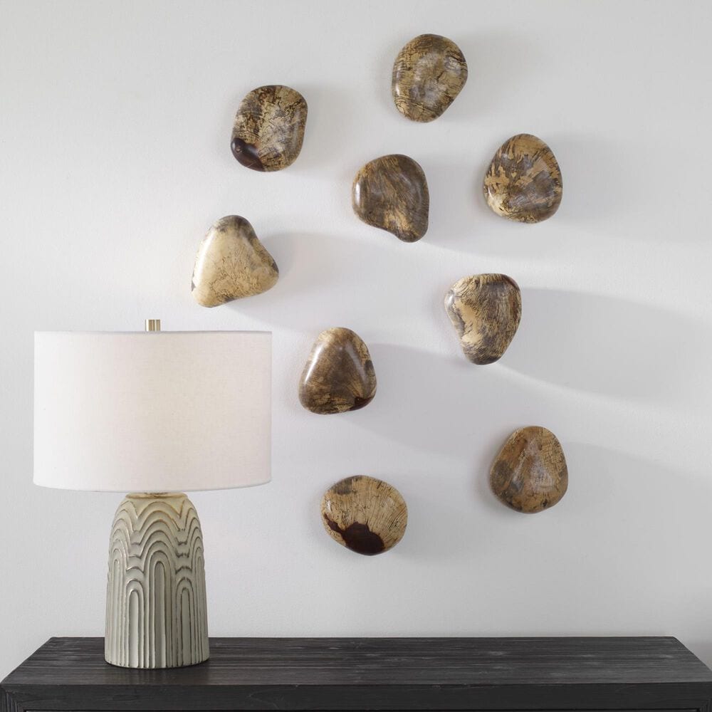 Uttermost Pebbles 5&quot; x 6&quot; Wood Wall Decor in Natural Blonde &#40;Set of 9&#41;, , large