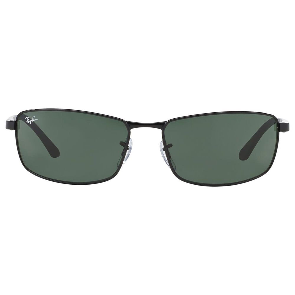 Rayban Glasses Sunglasses with Green Lenses in Polished Black, , large