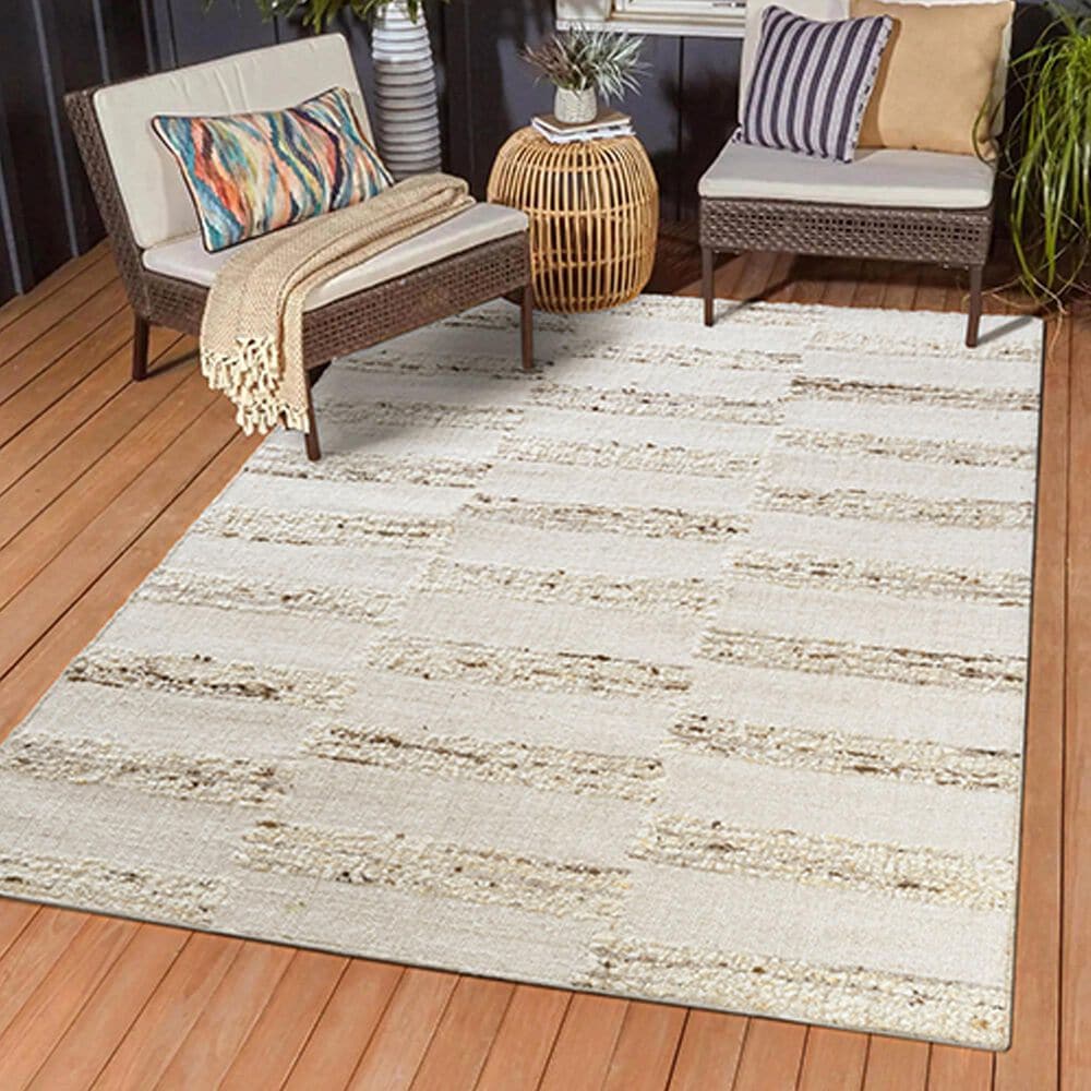 L&amp;R Resources Geoblend 10&#39; x 14&#39; White and Beige Area Rug, , large