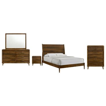 Mayberry Hill Malibu 5 Piece Full Bedroom Set in Walnut, , large