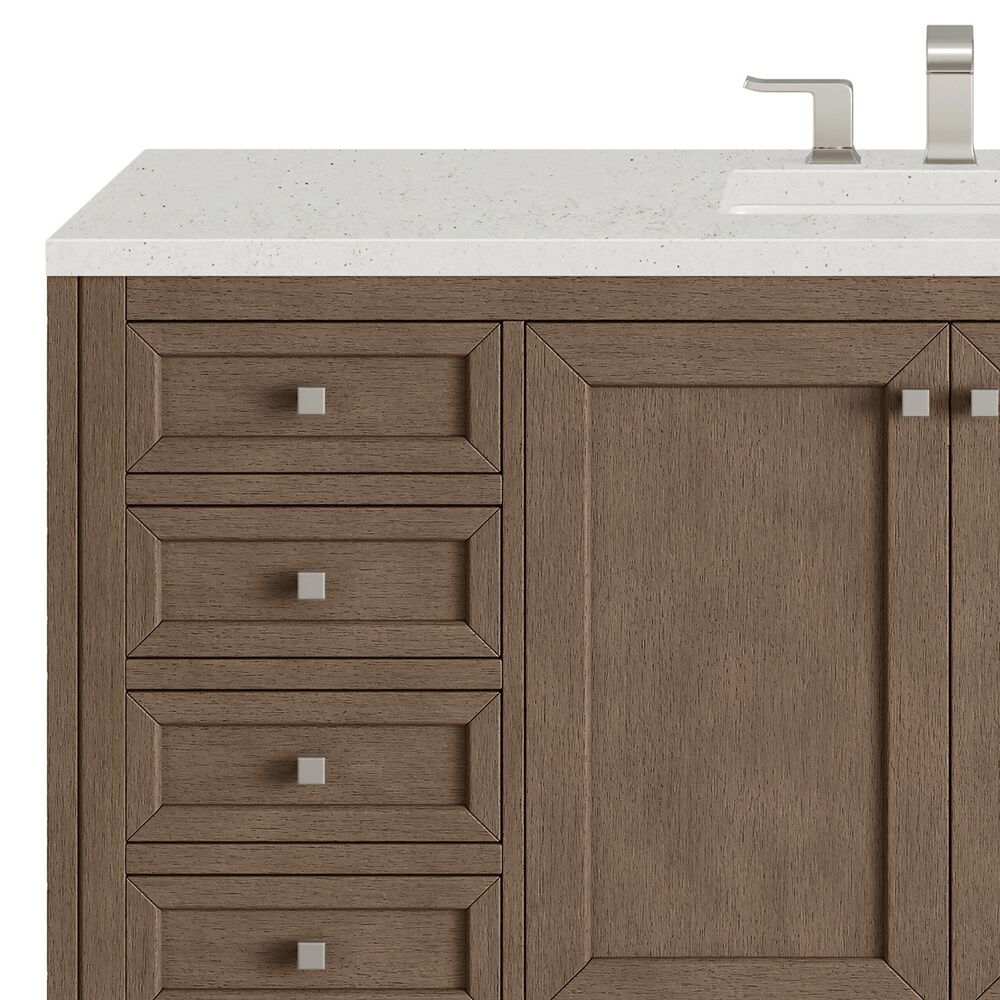 James Martin Vanities Chicago 60&quot; Single Bathroom Vanity in Whitewashed Walnut with 3 cm Lime Delight Quartz Top and Rectangular Sink, , large