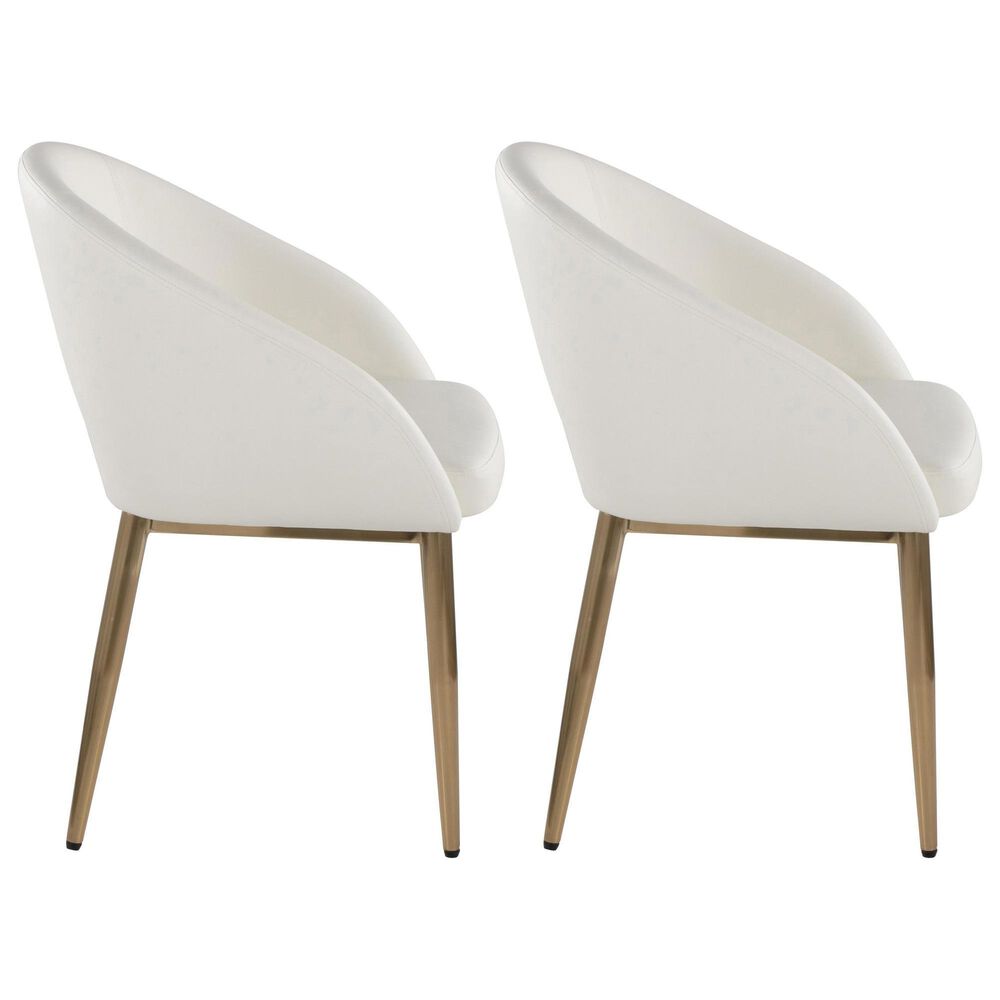 LumiSource Renee Arm Chair with White Faux Leather Cushion in Gold (Set of 2), , large