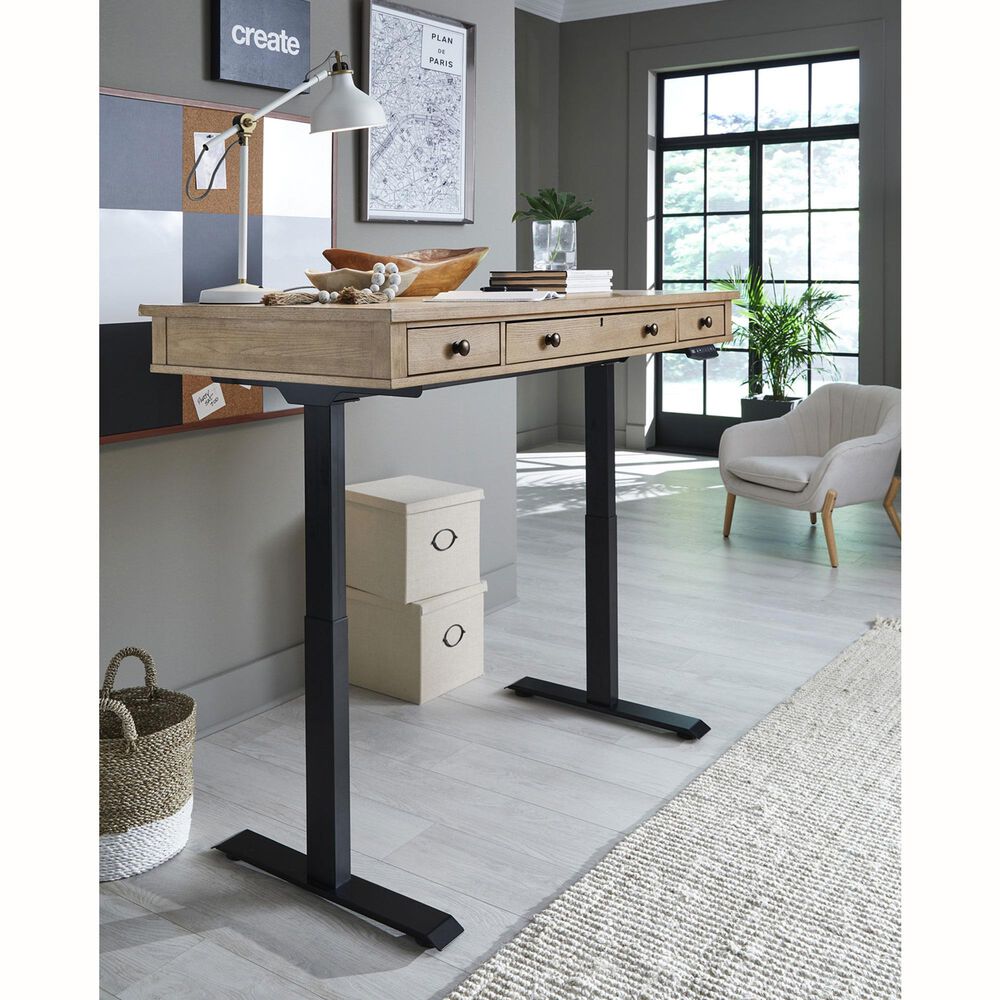 Riva Ridge Emerson 60&quot; Lift Desk in Light Elm and Black, , large