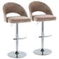LumiSource Renee Adjustable Swivel Bar Stool with Brown Fabric Upholstery in Chrome (Set of 2), , large
