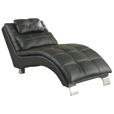 Pacific Landing Contemporary Black Leather Chaise Lounge, , large