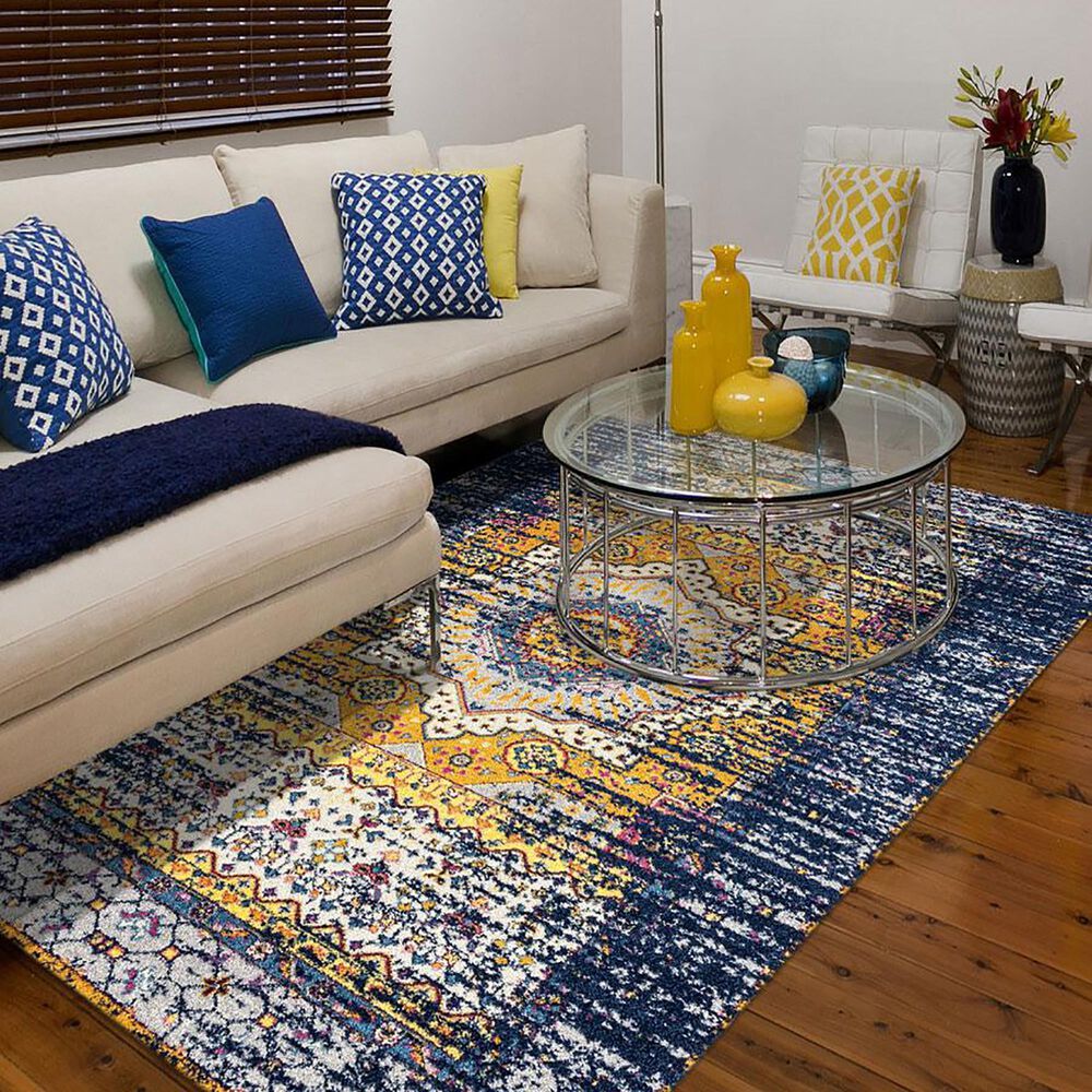 Amer Rugs Manhattan 7'9" x 11' Navy and Orange Area Rug NFM