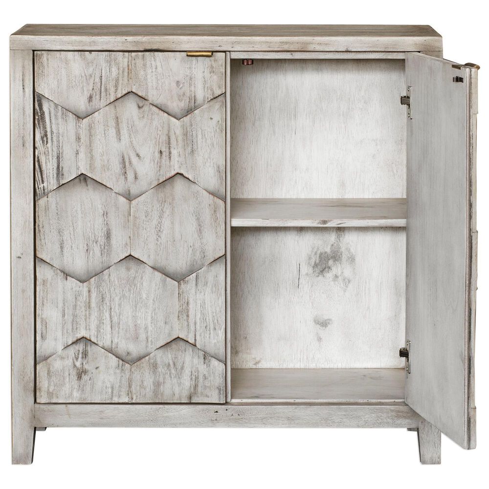 Uttermost Catori Console Cabinet In Distressed Light Grey, , large