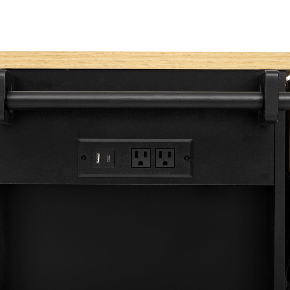 HOMLUX 51" Kitchen Island with Pull Out Trash Can Storage in Black, , large
