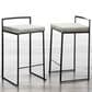 LumiSource Fuji 26" Stacker Counter Stool with Light Grey Cowboy Upholstery in Black (Set of 2), , large