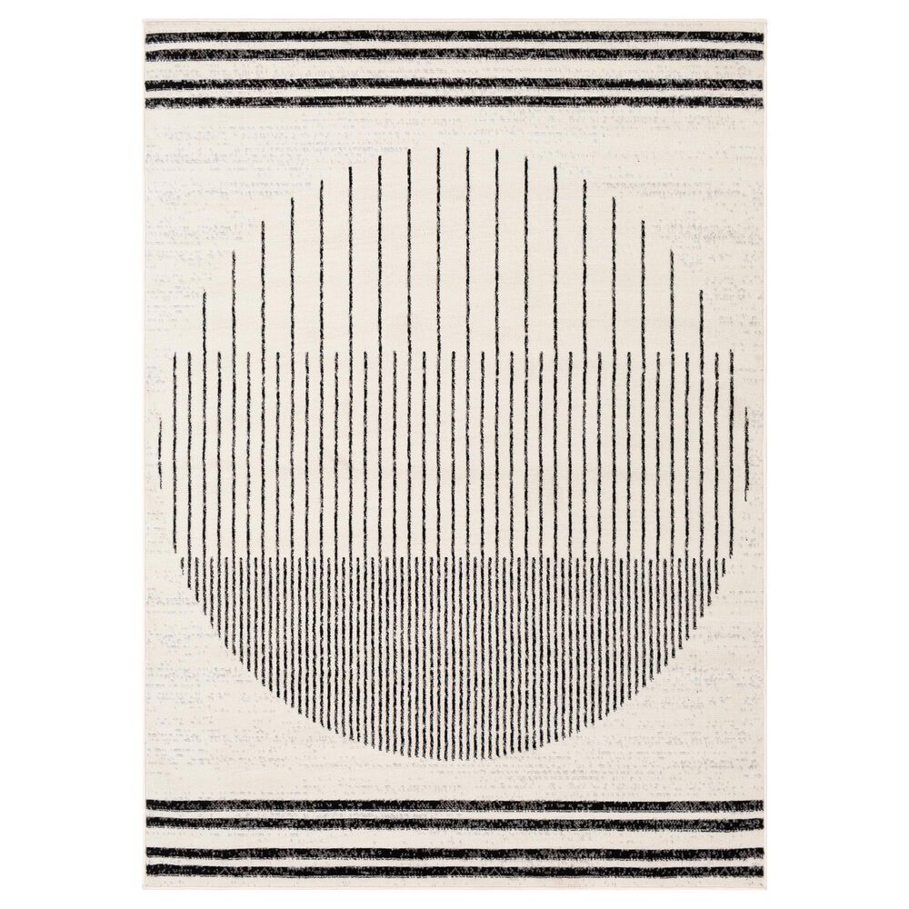 Surya Pisa 6" x 7"9" Black, Ivory and Gray Area Rug, , large