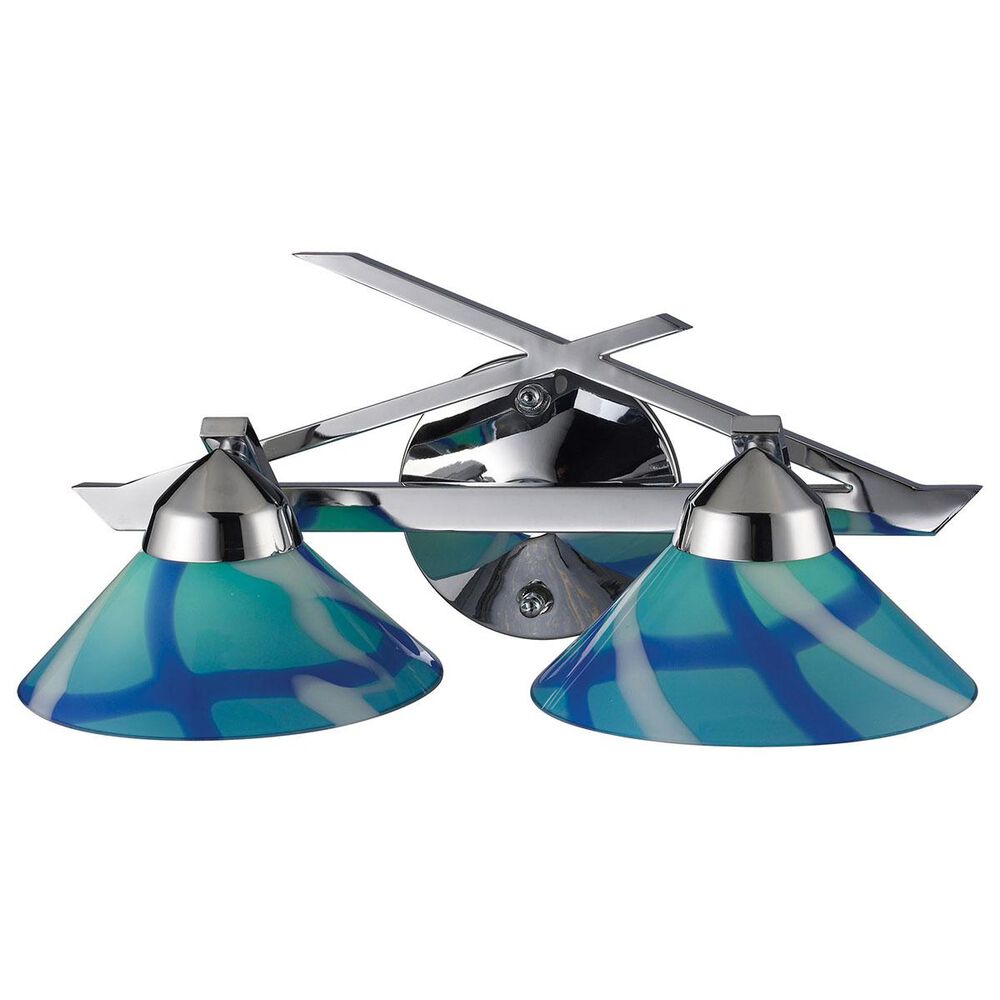 Stein World Refraction 2-Light Vanity In Polished Chrome And Caribbean Glass, , large