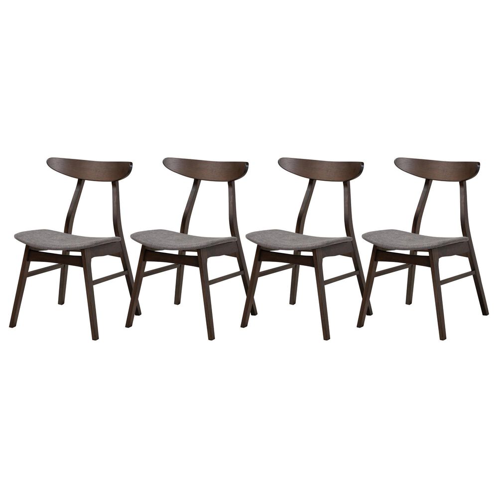 Baxton Studio Britte Side Chair with Dark Grey Cushion in Dark Oak Brown (Set of 4), , large