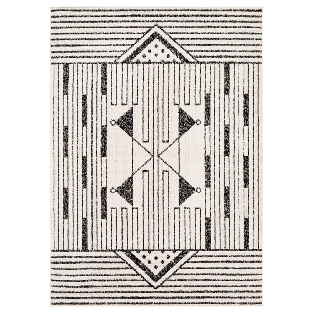Surya Pisa 6" x 7"9" Black, Gray and Ivory Area Rug, , large