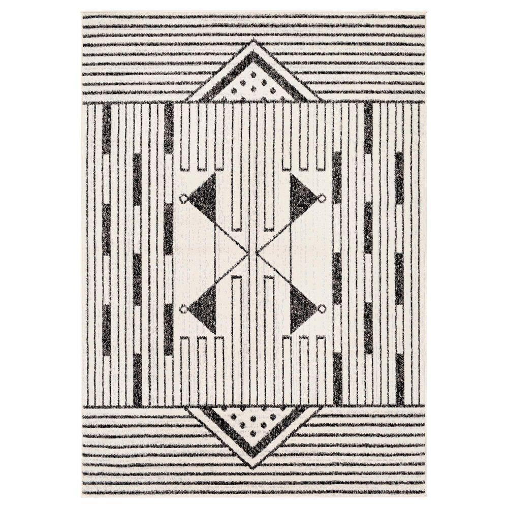 Surya Pisa 6" x 7"9" Black, Gray and Ivory Area Rug, , large