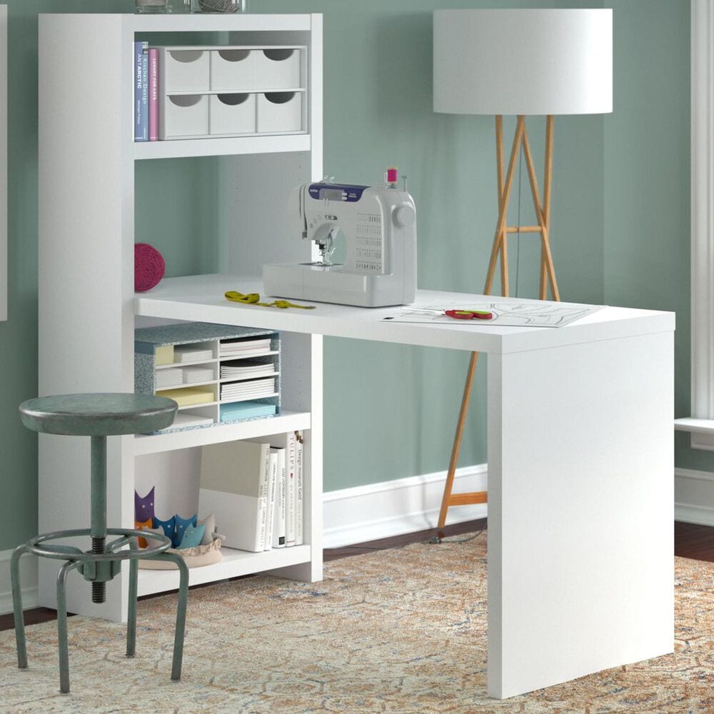 Bush Echo 56" Craft Table in Pure White, , large