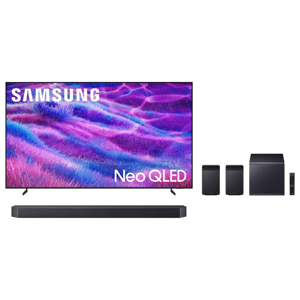 Samsung 100" Class QN80F QLED 4K Vision AI - Smart TV with Q-Series 11.1.4 Channel Soundbar System in Titan Black, , large