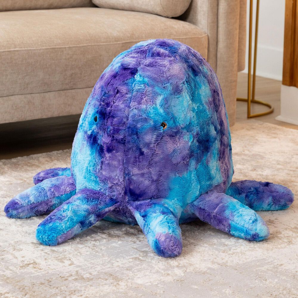 Jaxx Huggy The Octopus Sea Buddy Large Kids Stuffed Animal Bean Bag in Tie-Dye Mystic Blue and Purple, , large