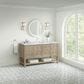 James Martin Vanities Breckenridge 60" Single Bathroom Vanity in Whitewashed Oak with 3 cm Carrara White Marble Top and Rectangular Sink, , large