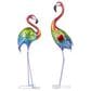 Maple and Jade 2-Piece Tall Textured Rainbow Flamingo Decorative Garden Sculpture Set in Multicolor, , large