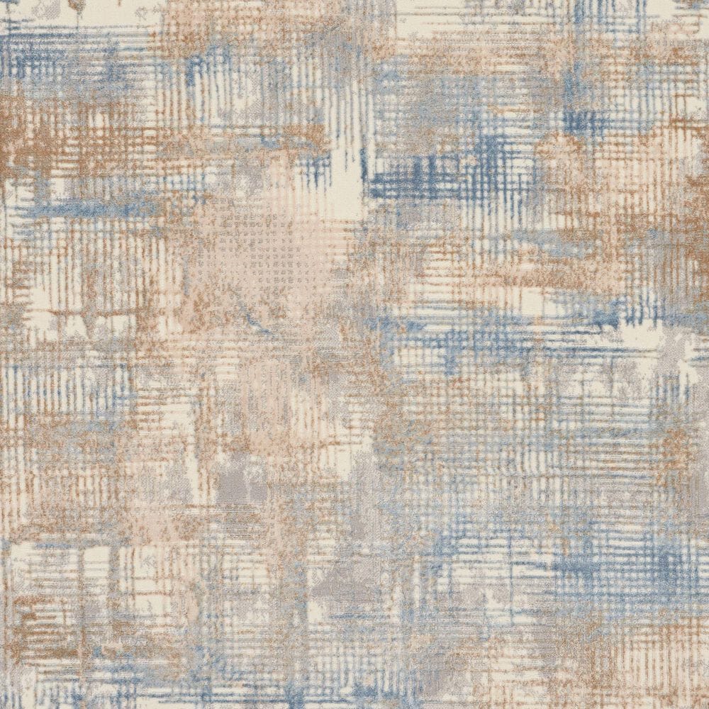 Nourison Rush 6&#39; Round Blue and Beige Area Rug, , large