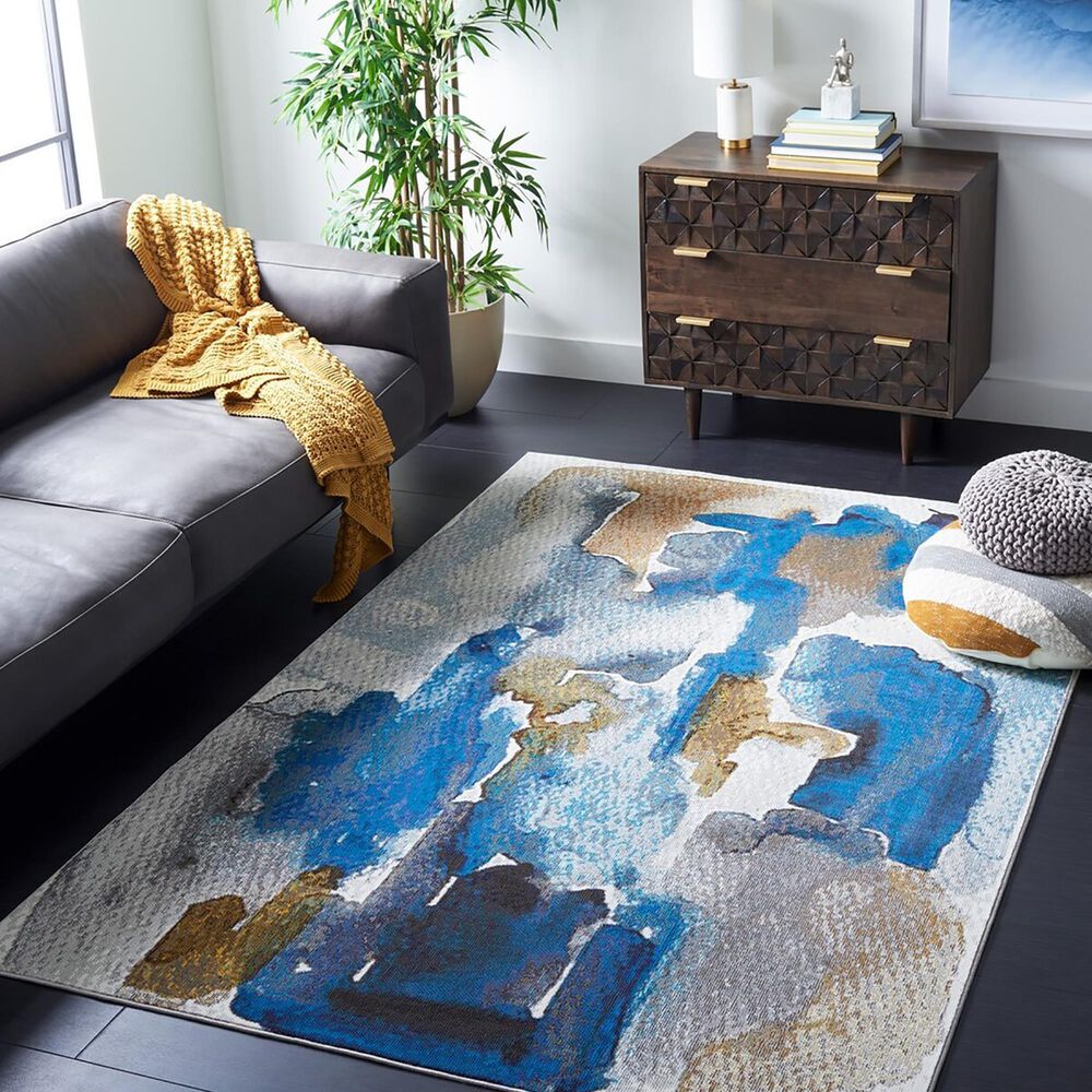 Safavieh Aria Abstract 9&#39; x 12&#39; Ivory and Navy Area Rug, , large