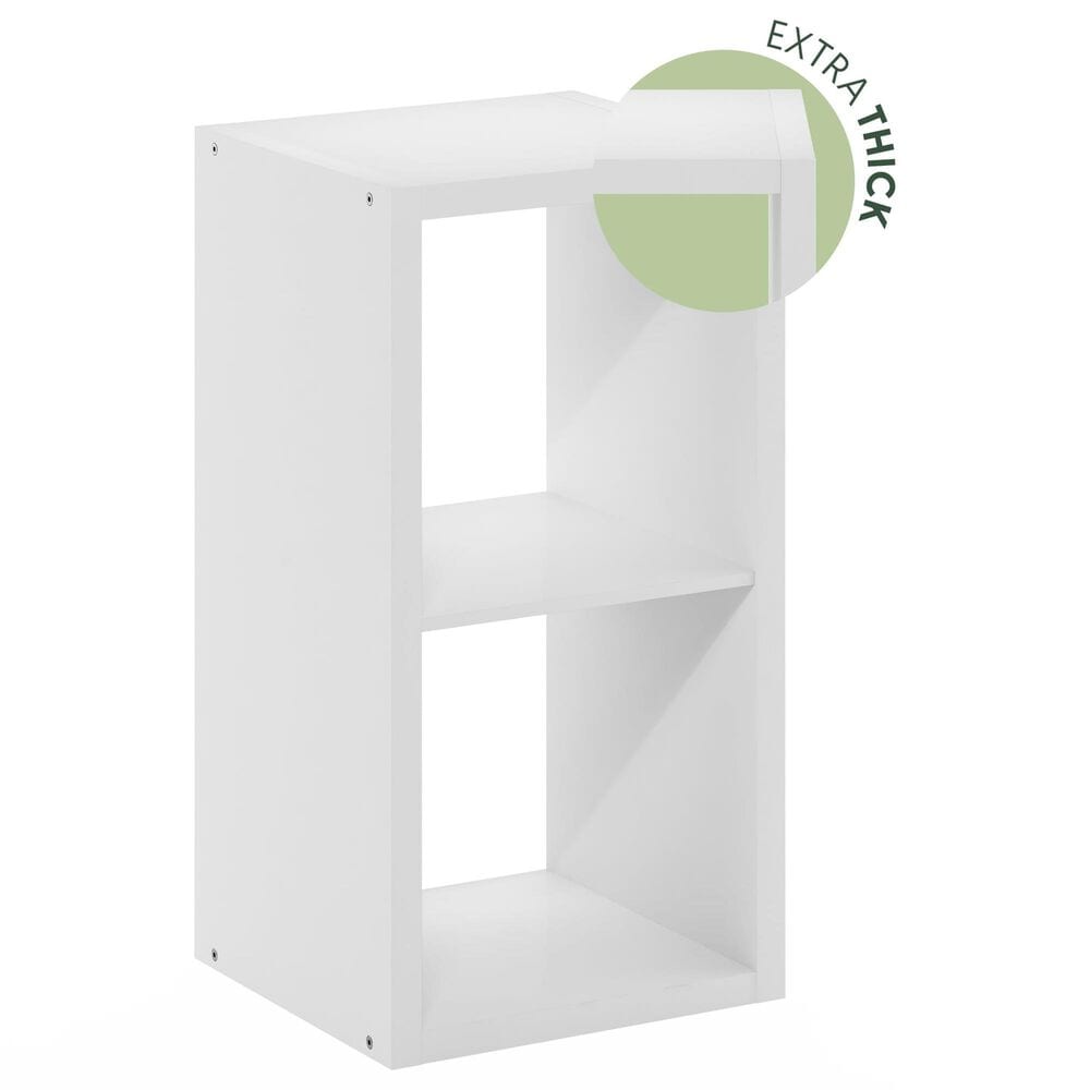 HOMLUX 2-Cube Reversible Open Back Bookshelf in White, , large
