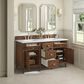 James Martin Vanities Lorelai 60" Double Vanity in Mid-Century Walnut with 3 cm White Zeus Quartz Top, , large