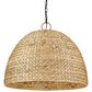 Golden Lighting Rue 8-Light Pendant in Matte Black with Woven Sweet Grass Shade, , large