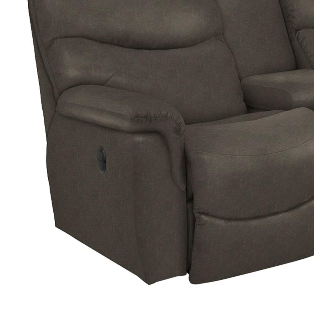 La-Z-Boy James Bonded Leather Reclining Loveseat with Middle Console in Steel, , large