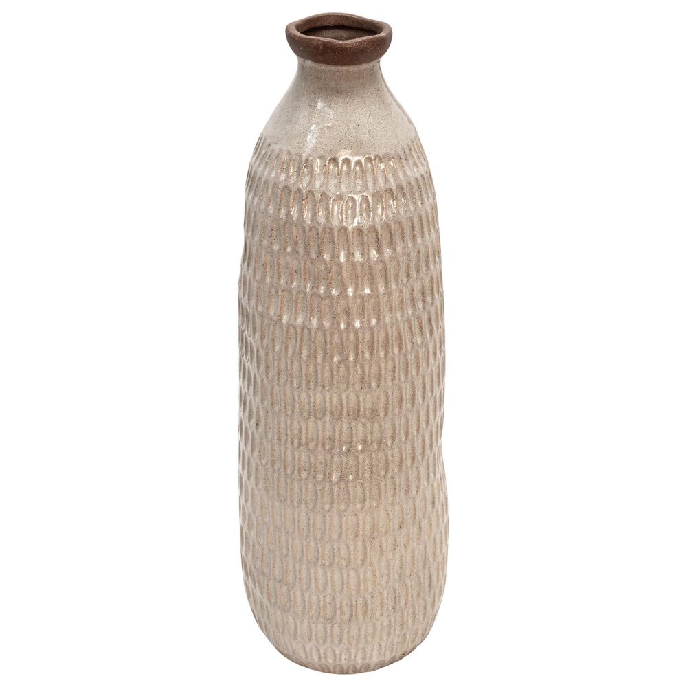 Sagebrook Home 24" Dimpled Vase in Ivory and Beige, , large