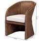 Baxton Studio Memphis Arm Chair with Peanut Brown Rattan in White, , large