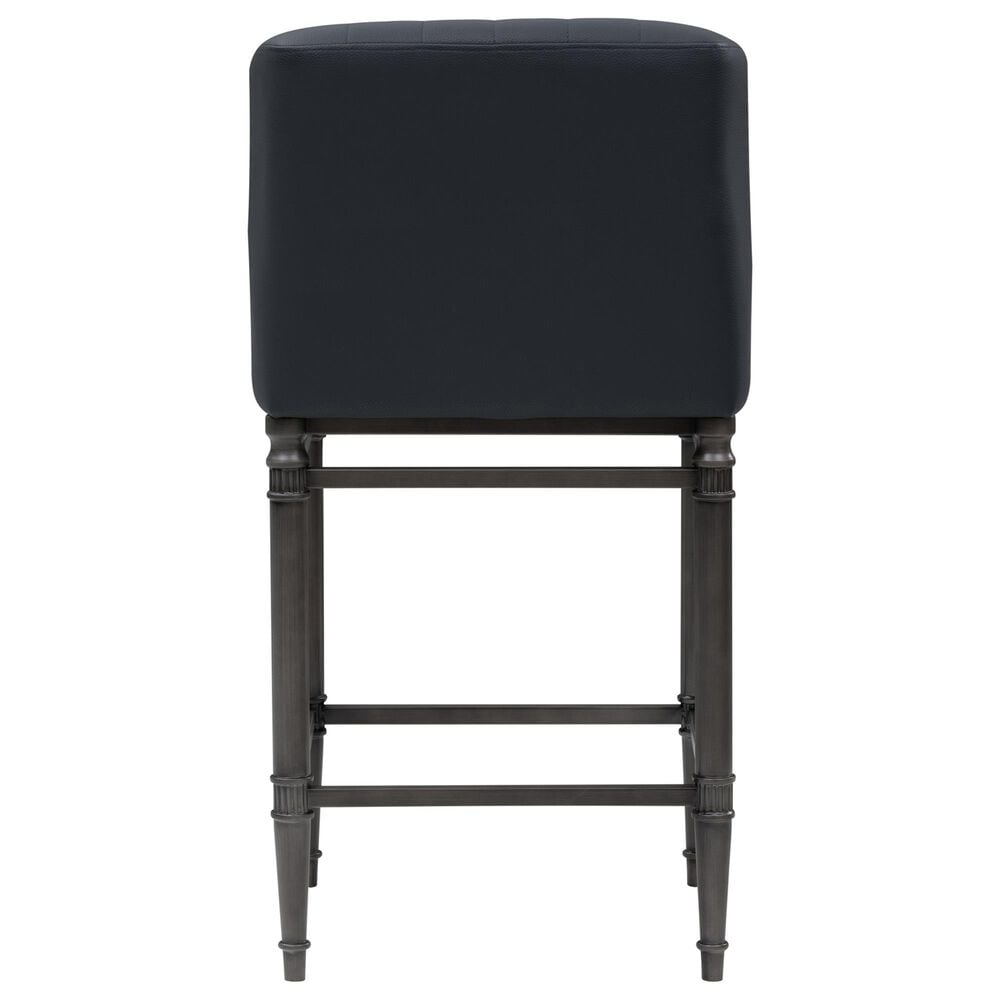 Armen Living Marvin Counter Height Stool with Night Life Blue Upholstery in Antique Pewter, , large