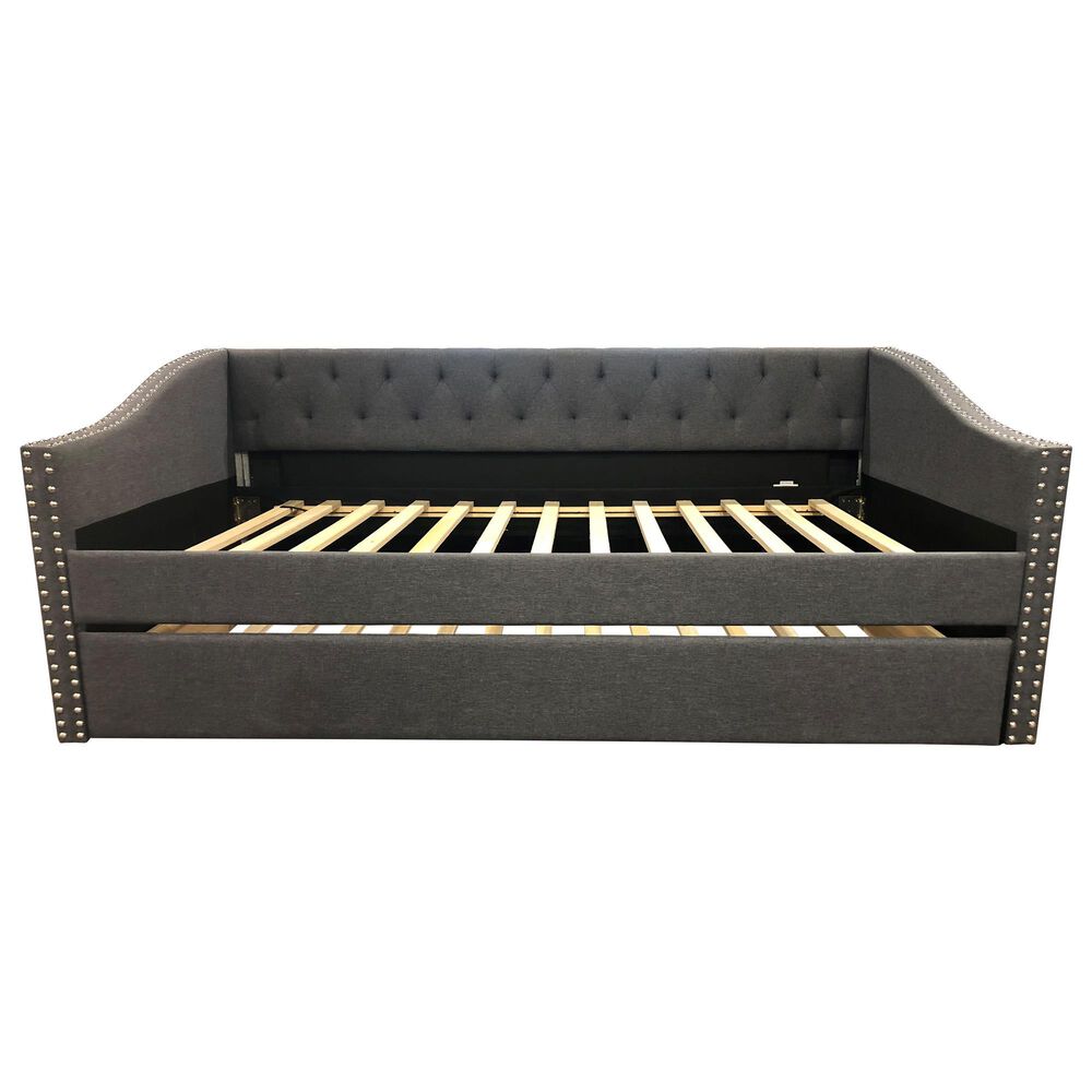 Crown Mark Loretta Daybed with Trundle in Gray without Mattresses, , large