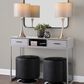 LumiSource Lenuxe 24" Metal Table Lamp with Grey Sparkly Linen Shade in Brushed Nickel (Set of 2), , large