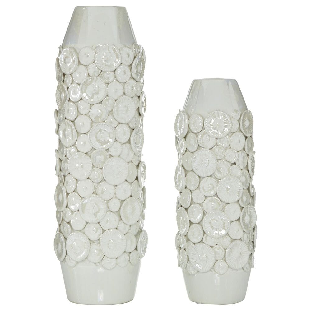 Maple and Jade Modern Mushroom Cap Vase in White (Set of 2), , large