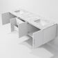 Lexora Home Geneva 72" Double Bathroom Vanity in Glossy White with 2 cm White Carrara Marble Top and Rectangular Sinks, , large
