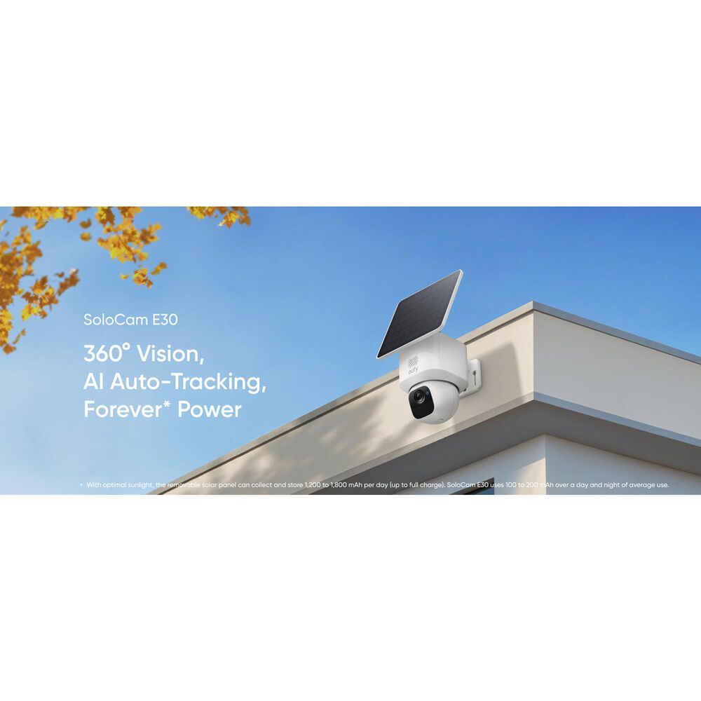 eufy E30 Outdoor SoloCam Security Camera with Solar Panel in White, , large