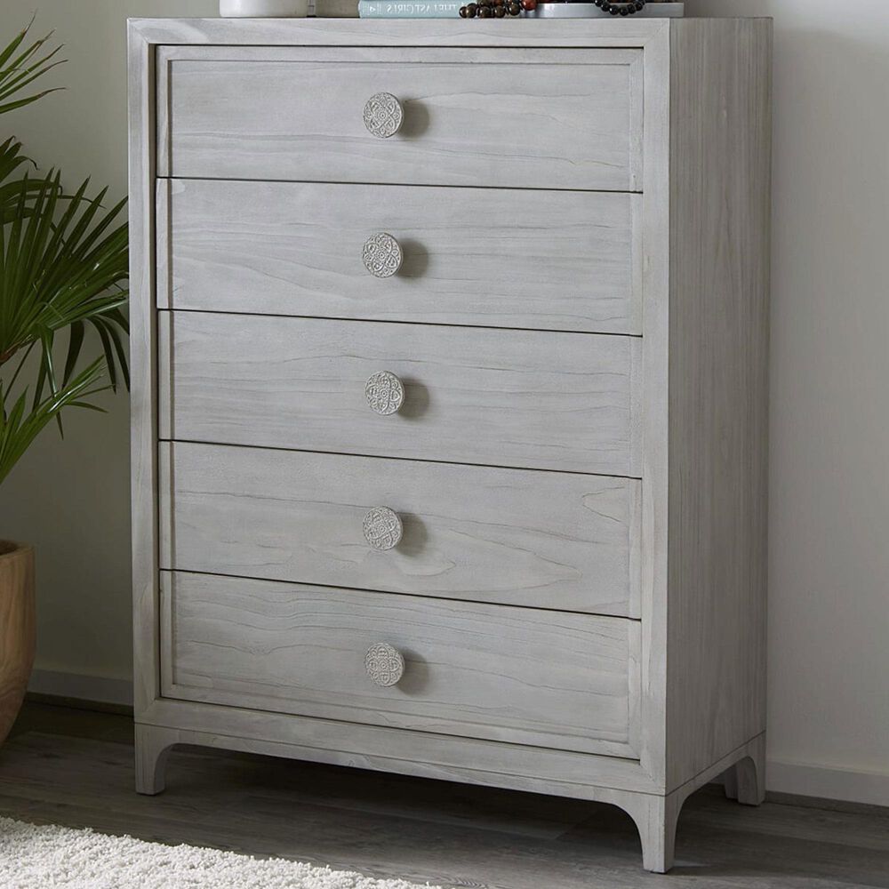 Urban Home Boho Chic 5-Drawer Chest in Washed White, , large