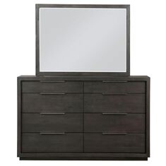 Living Essentials Oxford 8 Drawer Dresser and Mirror in Basalt Grey
