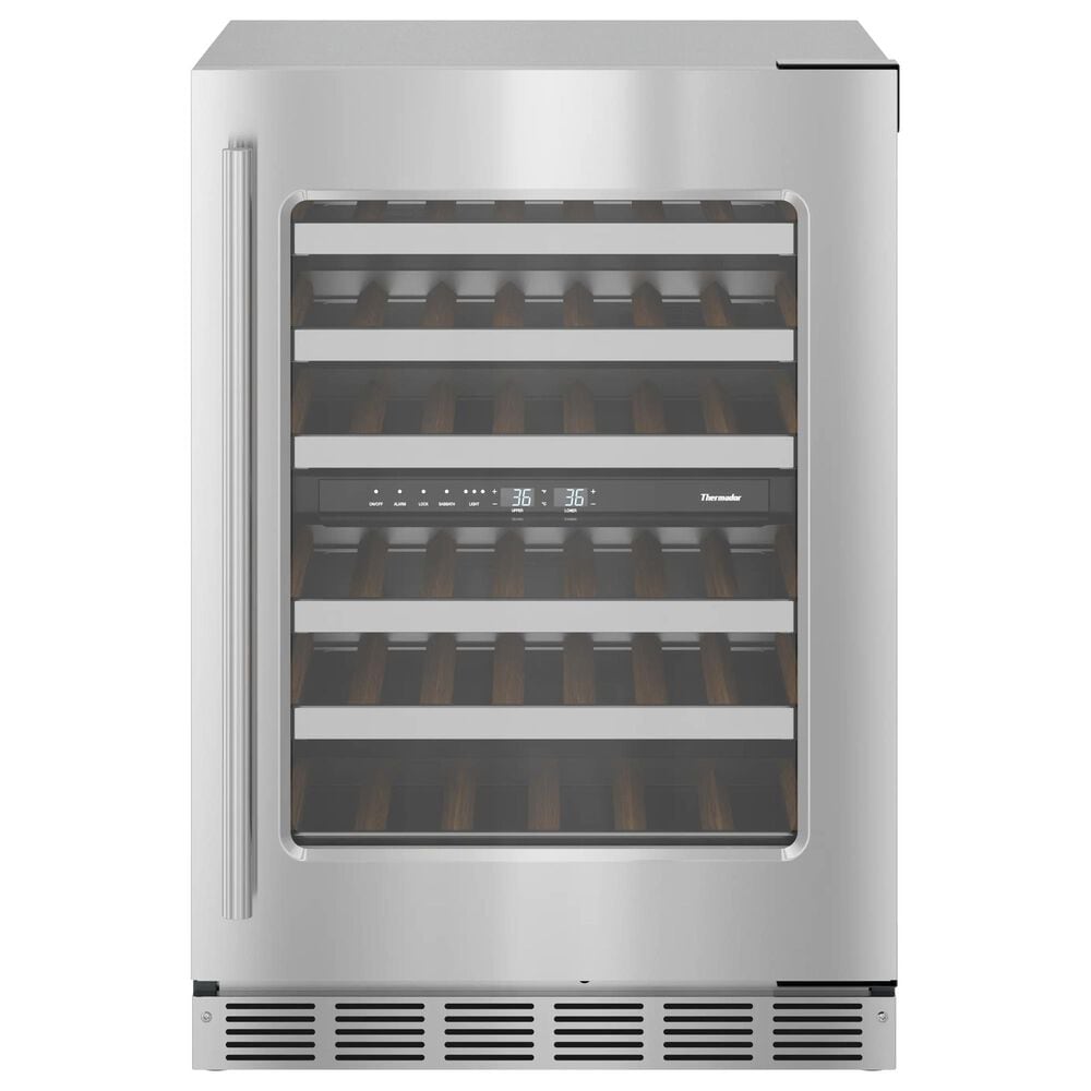Thermador 24" Glass Door Wine Cooler with Masterpiece Handle Right Hinge in Stainless Steel, , large