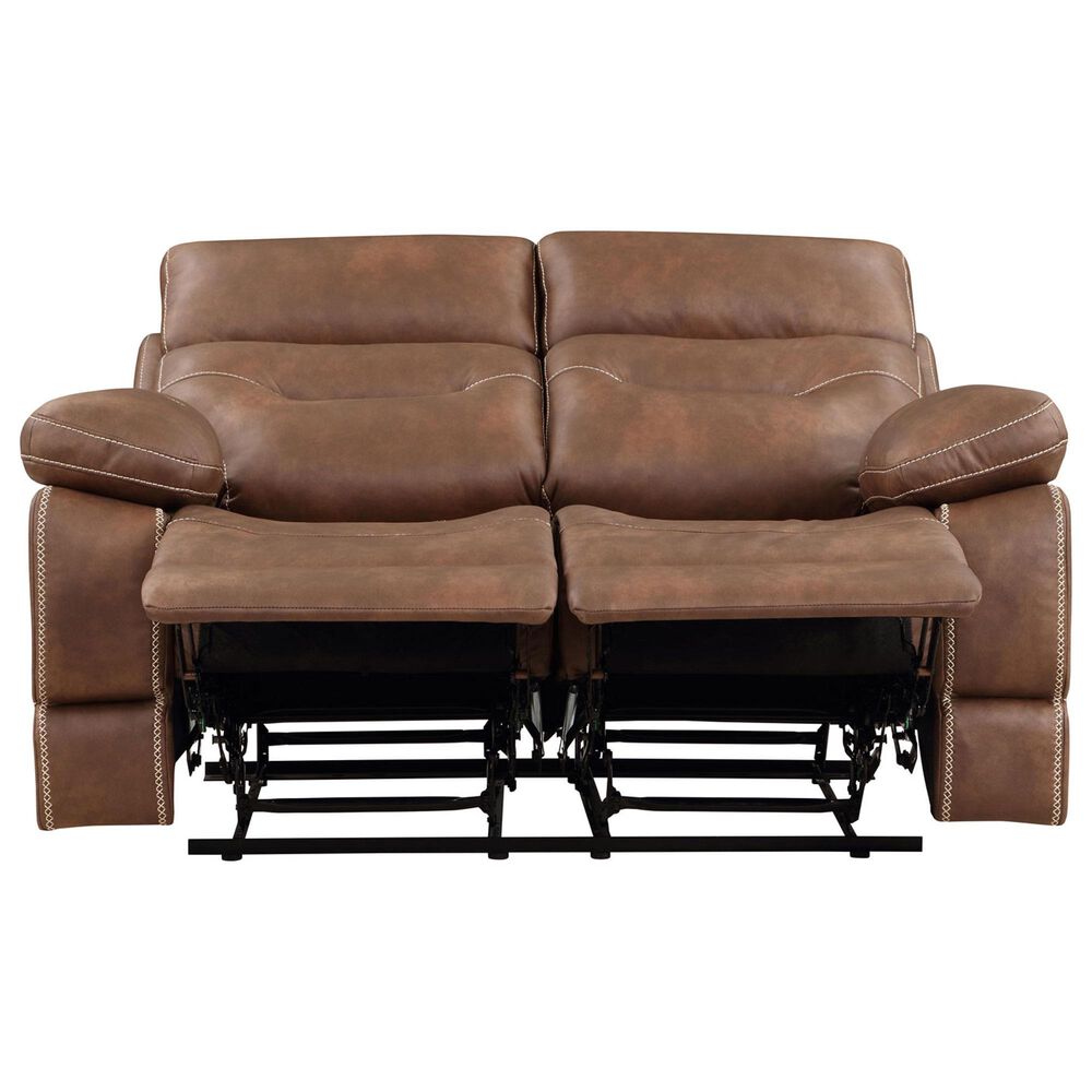 Steve Silver Rudger Manual Reclining Loveseat in Chestnut Brown, , large