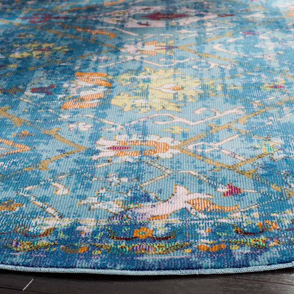 Safavieh Aria Oriental 6&#39;6&quot; Round Blue and Multicolor Area Rug, , large
