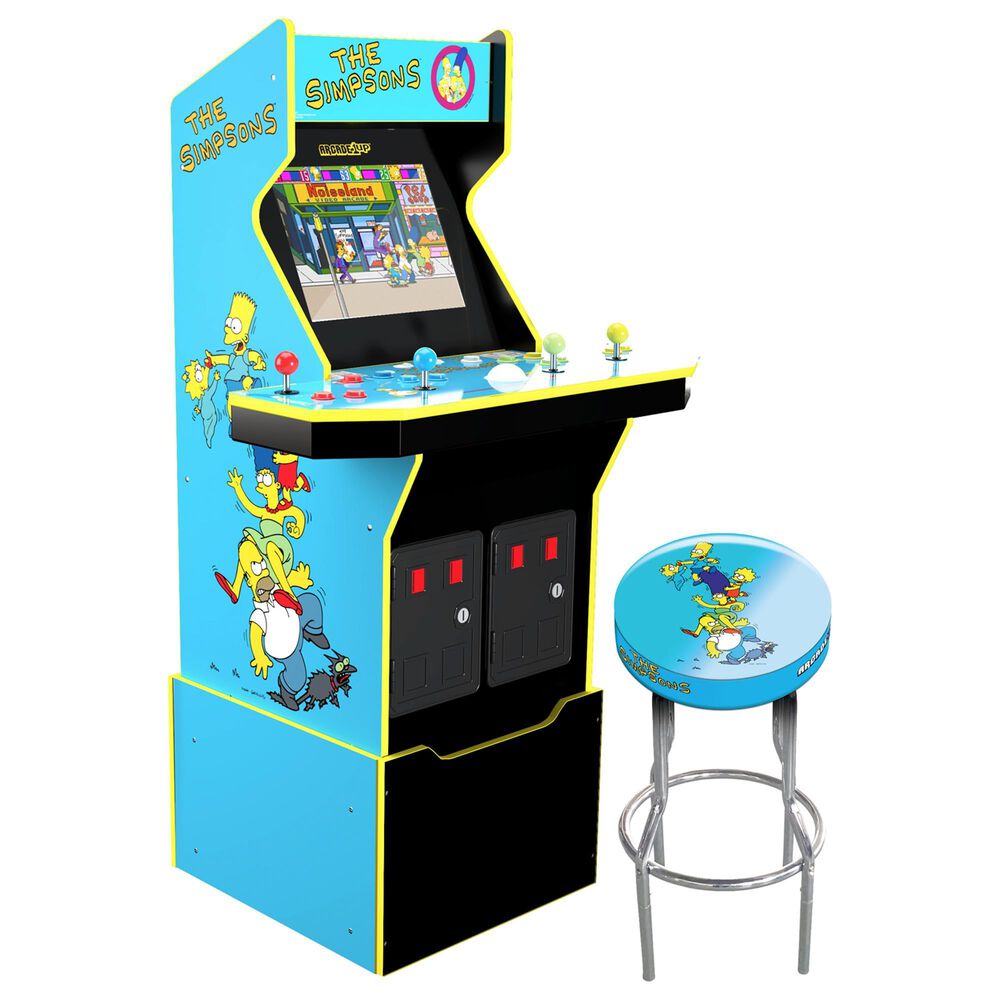 Arcade1up The Simpsons 4-Player Arcade Machine with Riser and Stool, , large