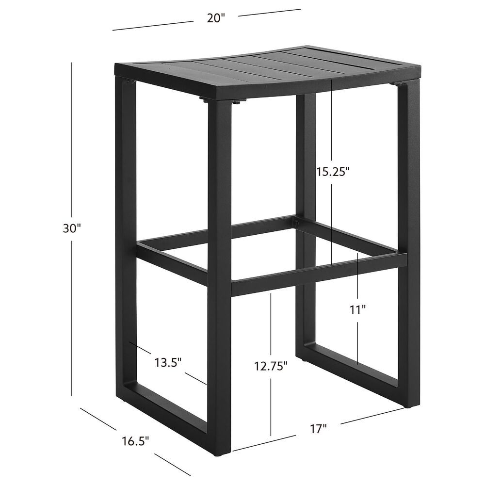 Linon Home Decor Holland Outdoor Bar Stool in Black (Set of 2), , large