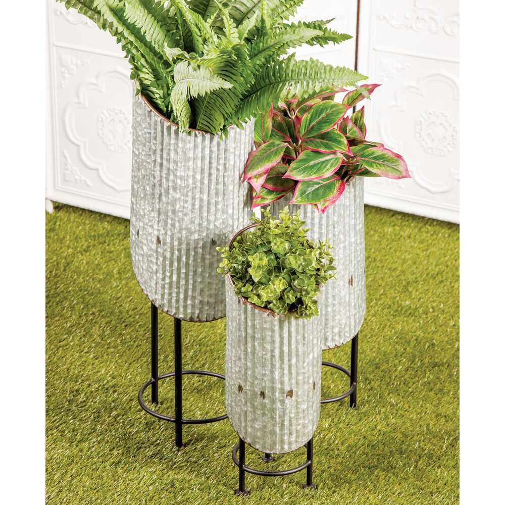 Maple and Jade Assorted Plant Stands in Grey (Set of 3), , large