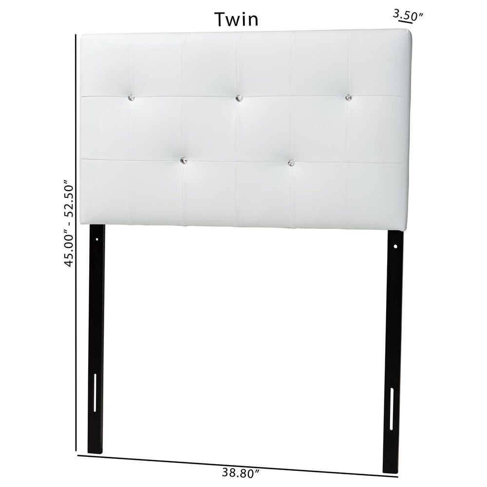 Baxton Studio Kirchem Twin Upholstered Headboard in White, , large