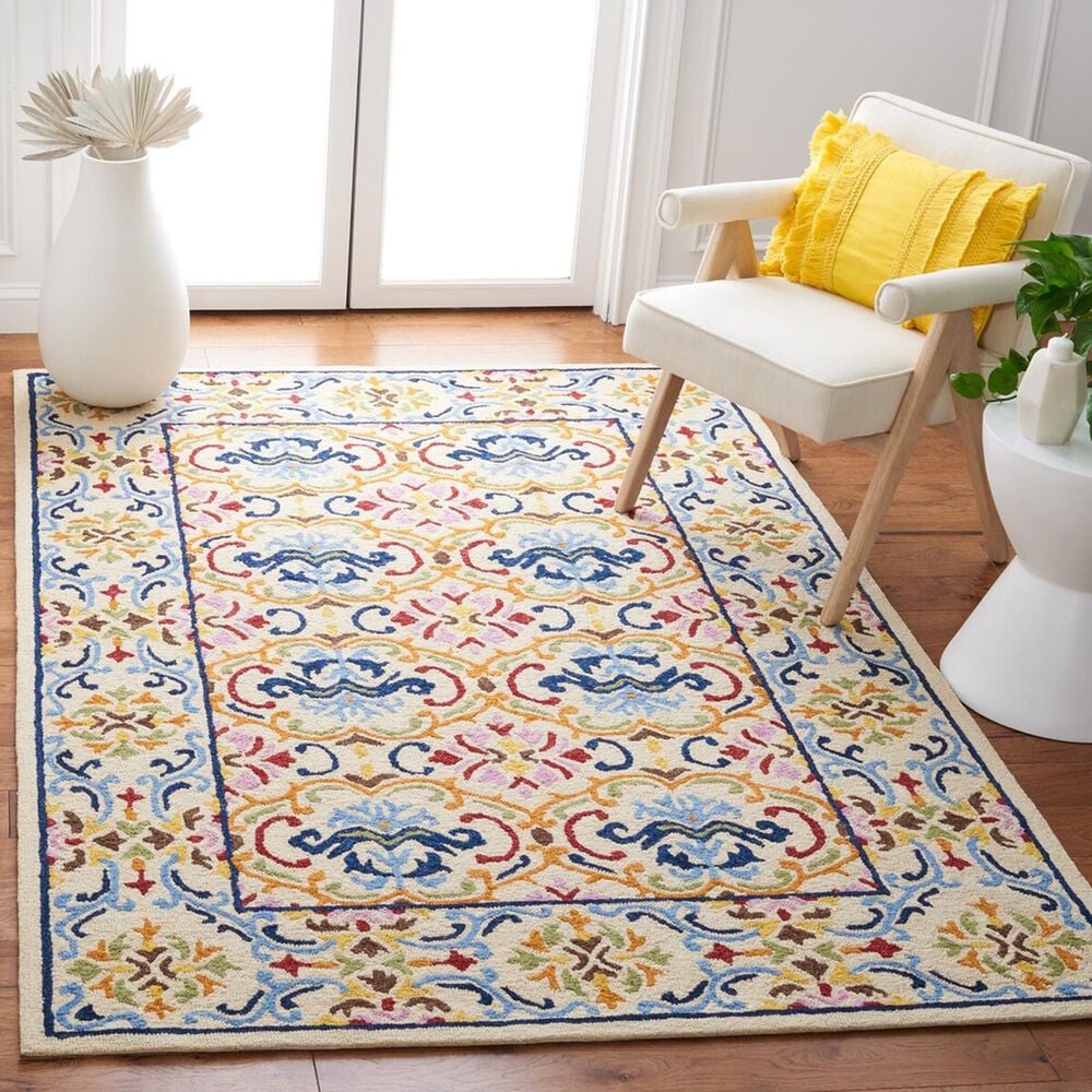 Safavieh Micro-Loop 4&#39; x 6&#39; Beige and Blue Area Rug, , large