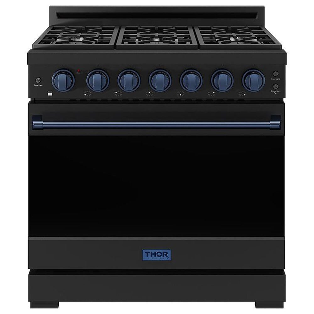 Thor Kitchen Gordon Ramsay 6 Cu. Ft. Professional Gas Range with Blue Handle Kit in Black, , large